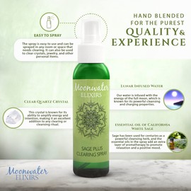 White Sage Smudge Spray for Spiritual Cleansing & Aura Protection, Sage Spray for Cleansing Negative Energy & Protection, Home & Meditation, Clear Quartz Reiki Treated Aromatherapy Room Spray 4 + 8