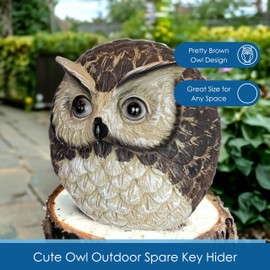Gift Essentials Stocky Owl Garden Decor Holds a Hidden Key Outside - Secret Magnetic Panel Key Hider