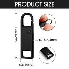 8 PCS Zipper Handle Mend Fixer Tab Metal Zipper Pull Replacement for Luggage Clothing Jackets Boots (Black)
