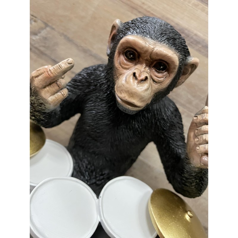 Funny Monkey Decorative Figurine, Drum Playing Monkey Statue 8 Inch