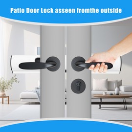 Domigard Patio Door Lock,Patio Door Security Lock for French Double Doors, Security French Doors Lock Patio for Prevents Scratches, Easy Install, High Security,No Key Required(White)