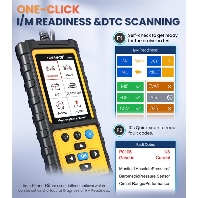 OBDMATE OBD2 escáner con transmisión ABS SRS, restablecimiento de las