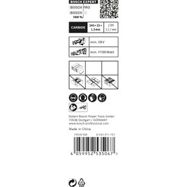 Bosch Professional 1x Expert ‘Hollow Brick’ S 1543 HM Reciprocating Saw Blade (for Poroton building block, Length 240 mm, Accessories Reciprocating Saw)