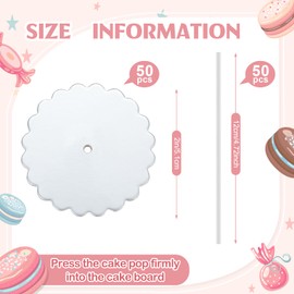 Geelin 50 Set Scalloped Cake Pop Boards with Cake Pops 2 Inch Scalloped Mini Cupcake Base Cardboard for Cupcakes Pastries Desserts Parties Wedding(Silver)