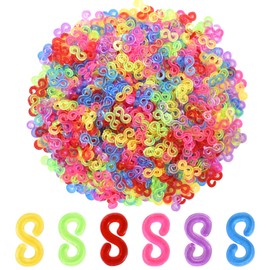Kioiner 500 Pcs S Clips, Small Rubber Band Clips, Plastic Loom Bands Connectors, Connectors Refills Bracelet Loom Clips for Loom Bands Bracelets Necklace Handcrafts DIY Crafts Jewelry Making (Colourful)
