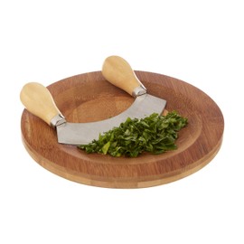 Premier Housewares Herb Chopping Board with Mezzaluna Chopper - Bamboo