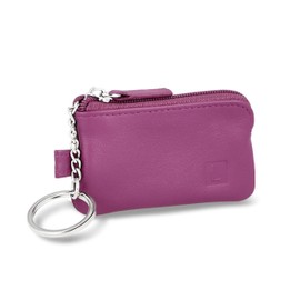 LEDEROW Leather Key Case Small with Zip for Men and Women - Mini Key Case for Motorcycle Keys, Home Keys - Large Choice of Colours, pink