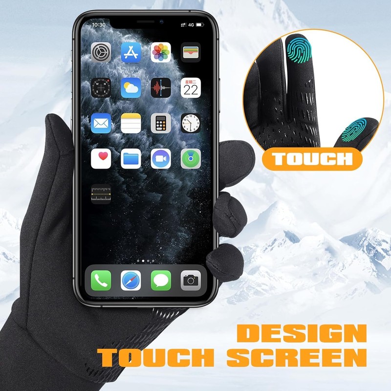 FANEVER Winter Gloves,Touch Screen Gloves Inner Fleece Thermal Warm Water