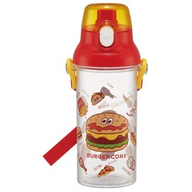 Skater PSB5TR-A Water Bottle, 16.2 fl oz (480 ml), Burger Conx Friends, Plastic, Clear Bottle, For Kids, Made in Japan