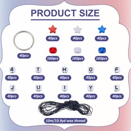 FREEBLOSS 1000+pcs 4th of July Bead Keychain Kit Acrylic Beads for Keychain Making Independence Day Themed Bag Charms Art Crafts for Beginners Beads for Necklace Jewelry Making