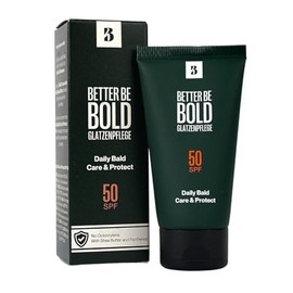 Better Be Bold Bald Care with UV Protection SPF 50, 50 ml, Sun Fluid for Bald and Face, with Shea Butter & Anti-Ageing Complex, Vegan, Fragrance-Free, Waterproof, No Octocrylene