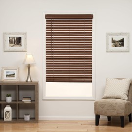 DEZ Furnishings QJBK244480 2 in. Cordless Faux Wood Blind, 24.5W x 48L Inches, Dark Oak