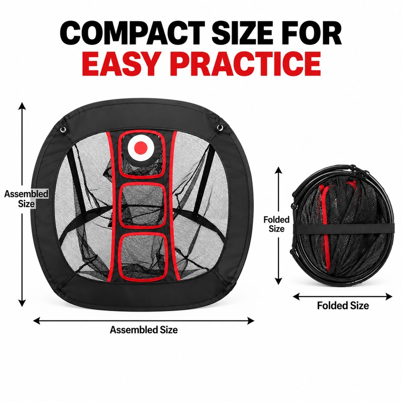Portable Golf Chipping Practice Net with 3 Target Pockets –