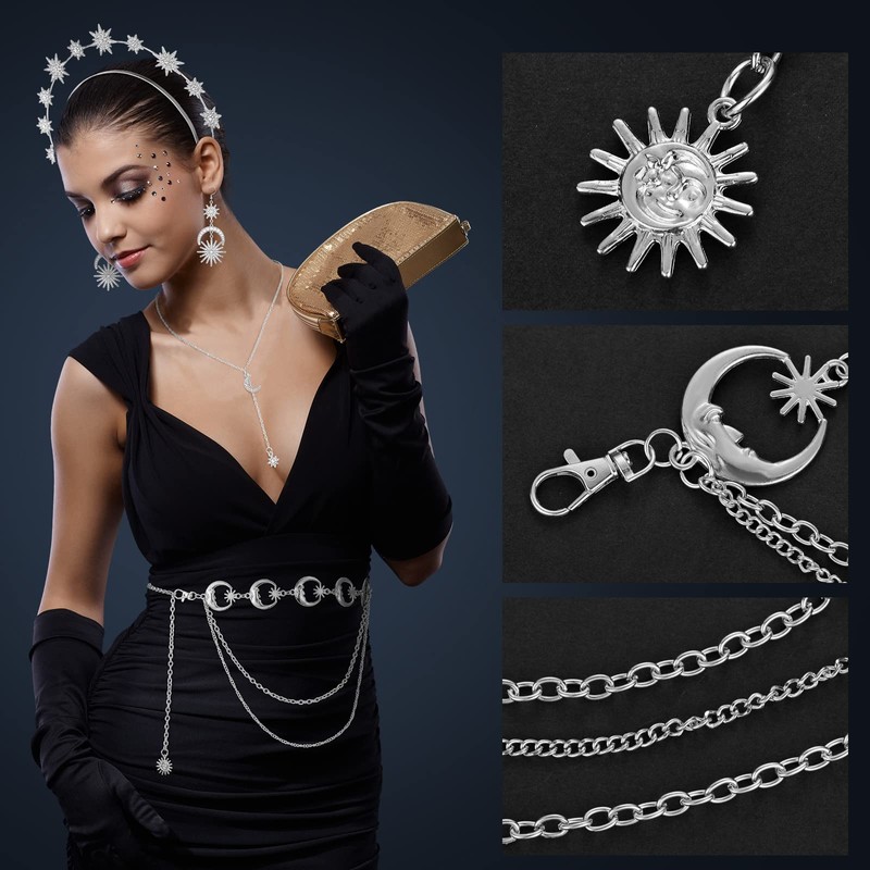 4 Corona de Luna Estrellas Collar y Cadena de Cuerpo