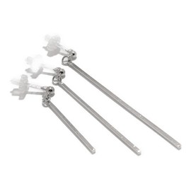 Akusetia Resin Earrings, Set of 3 Bars, Hypoallergenic, Simple, Men, Women, Silver, Resin Silver