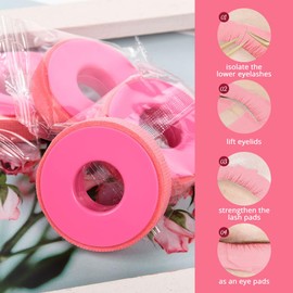Lunamoon 4 Rolls of Eyelash Tape, Eyelash Extension Tape with Dust Protection Plate, Eyelash Tape Insulation, Micropore Lash Tape, Eyelash Tape for Eyelash Extension (Pink x 4)