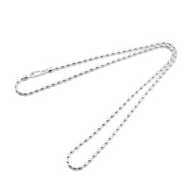 IndoMode 24" Unique St. Silver Charleston Rice Bead Sturdy Necklace Chain 3 x 4.5mm Beads 300ga w/Lobster-claw Clasp MADE IN ITALY with GIFT BOX