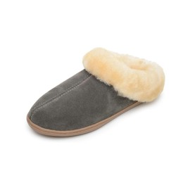 Minnetonka Womens Sheepskin Mule, Grey Suede, Size 6