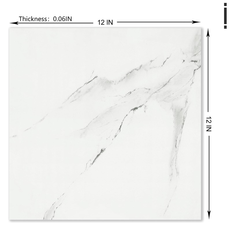 Wallderful 20 Pack Marble Peel and Stick Floor Tile White