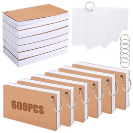 Flash Cards,600 PCS Revision Cards White Ruled Index Cards with Binder Ring Blank Flash Cards Record Cards for Office School Home Study