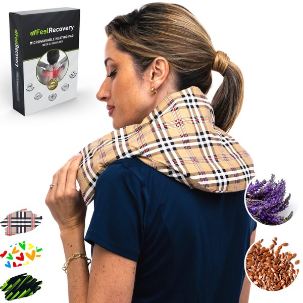 Microwavable Heating Pads for Neck & Shoulder Pain Relief - Neck Warmer Microwave (24x8,5 in) - Hot & Cold Pack Microwavable - Washable Cover, 100% Cotton Fabric and Lavender