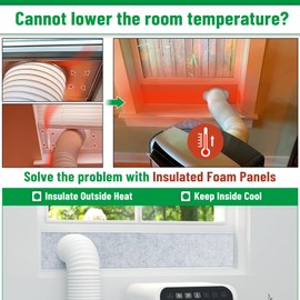Forestchill Double Layer Insulation Foam Panels for Portable Air Conditioner Window Vent Kit, Insulates Summer Heat & Noise from Outside, Easy Cut to Size, 3 Pcs Fits up to 50 Inch