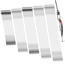 DONQL 50pcs Fishing Leaders, Stainless Steel Fish Line, 10/15/20/25/30cm Wire with Swivels Snaps Connect Fishing Gear and Equipment Tackle Kit, for Bait Lures Rigs Hooks