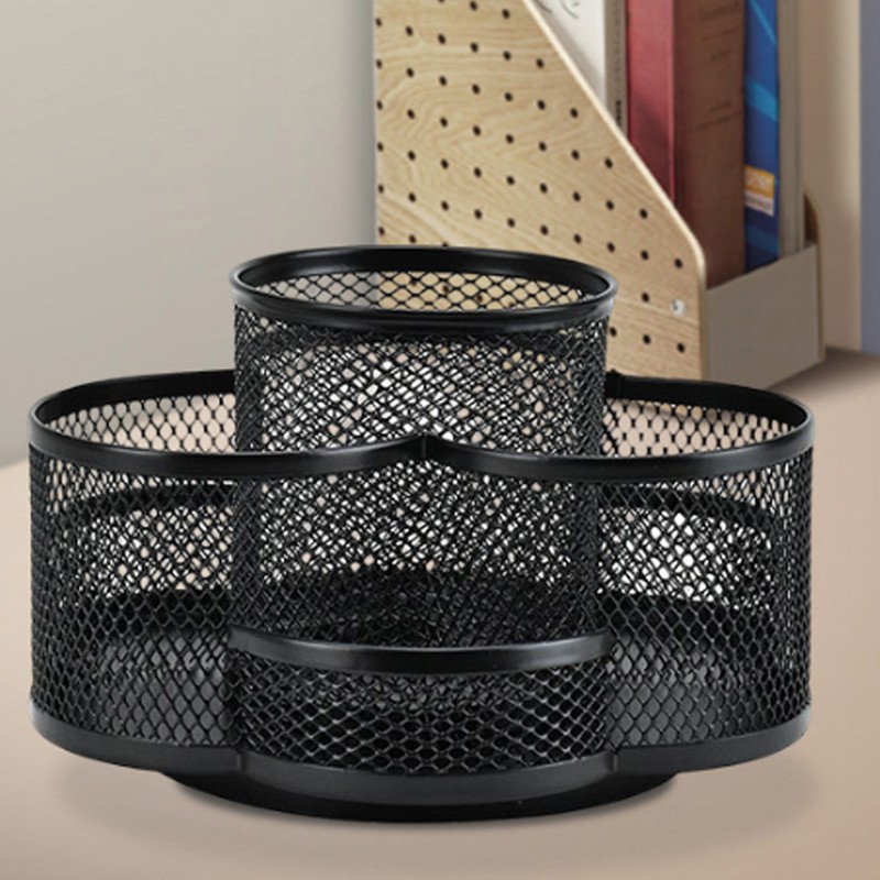 Mesh Desk Organizer 7 Compartments 360 Degree Rotating Multifunctional Pen