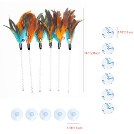 IUHKBH Cat Feather Wands, 6 PCS Spring Cat Wands with Bell Sucker Interactive Cat Teaser Wands for Cat and Kitten
