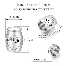 1.57 Inches Small Keepsake Urn for Human Ashes Stainless Steel Mini Urn Heart Small Ash Urn Tiny Ashes Holder Decorative Funeral Urn