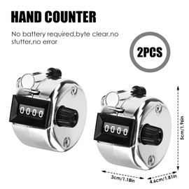 Byffoer Pack of 2 Hand Counter, Row Counter, Metal Counter Clicker, 4-Digit Mechanical Click Counter, Hand Counter, Metal Clicker for Person Coaching, Golf, Row Counter, Knitting