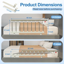 NEAUDE Bed Side Rails Guard for Elderly Adults Seniors Assist Rail Safety Bed Cane Railings Fold Down Handle Handicap Medical Support Assistance Devices Half Grab Bar
