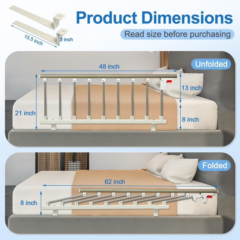 Bed Side Rails Guard for Elderly Adults Seniors Assist Rail