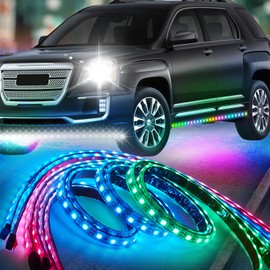 DOAUTO 6X LED Underglow Strips Light Kit Dream Chasing-White Color 6000K, 300-LEDs Strip Underbody Lights Kit 12V Waterproof