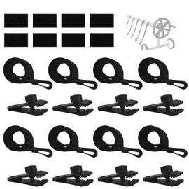 24pcs Pool Solar Cover Reel Attachment Kit, Inground Above Ground Swimming Pool Solar Blanket Holder Straps Includes 8 Hooked Straps Clamps Clips & 8 Touch Fasteners