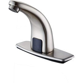 Automatic Sensor Touchless Bathroom Faucet Brushed Nickel,Motion Activated Hands-Free Lavatory Vanity Faucet,Touch-Free Solid Brass Auto Sensor Bathroom Sink Faucet