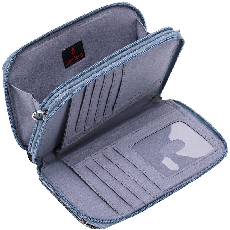 Brentano Cotton quilted double-zipper crossbody wallet purse and clutch (BOHO