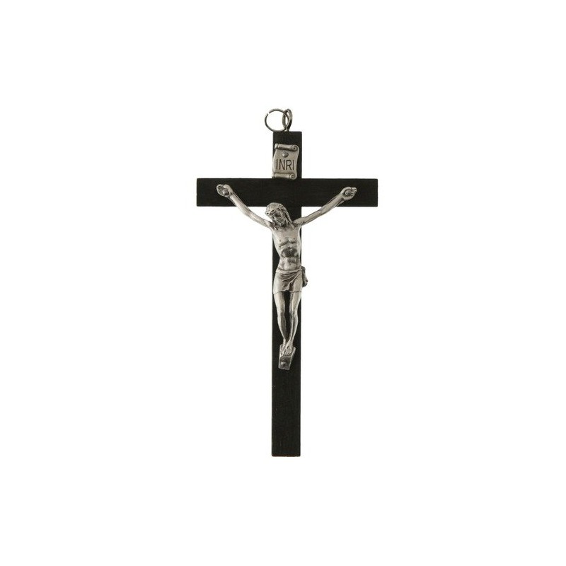 Small Black Wood Crucifix, 4"