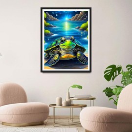 QINRUBB DIY Sea Turtle Diamond Painting Kits, Full Drill Moonnight Diamond Art Painting Kits for Adults Beginners, DIY 5D Fantasy Painting by Numbers Dreamland Diamond Art Kits for Home Decor 30x40cm