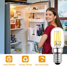 Akynite Akynite Glhbirne T22 E14 LED 3W Warmwei? 2700K, 250LM, AC 230V, Ersatz E14 25W Khlschranklampe, COB Filament E14 Retro LED Klein fr Salzlampe Nachtlicht, Nicht Dimmbar, 2er-Set