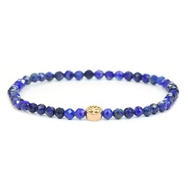 LAKADA Genuine Gemstone Bracelet with Faceted 4 mm Beads and Stainless Steel Tree of Life Healing Stone Protective Stone Bracelet Lucky Charm Talisman Gift, Gemstone, Faceted gemstone