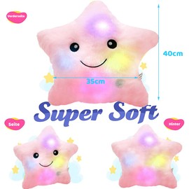 Shengou Christmas Cushion Star LED, Children's Cushion Star, Luminous Cushion Children, LED Star Cushion, Luminous Star Cushion, Luminous Cushion Star, Star Cushion Children (Pink)