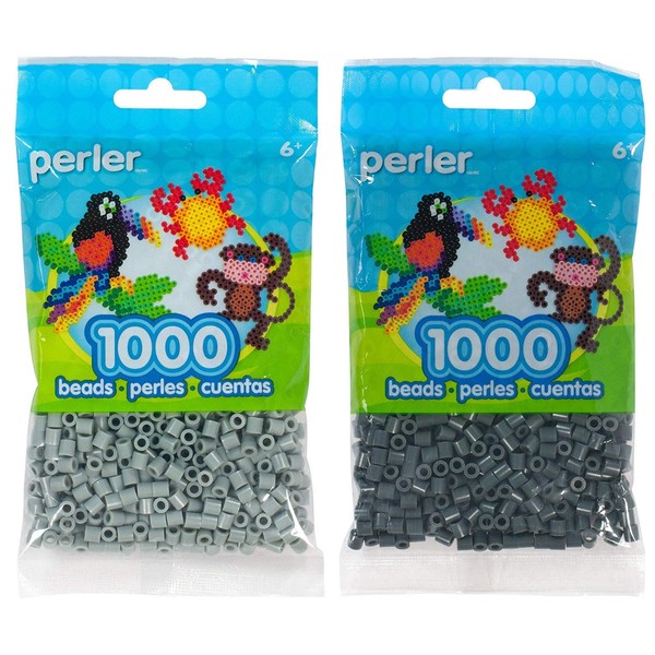 Perler Bead Bag 1000, Bundle of Pewter and Charcoal (2 Pack)