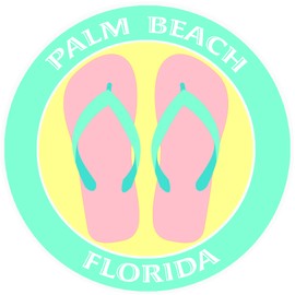 Athena Brands Flip Flops Palm Beach Florida - Car Truck Window Bumper Graphics Sticker Decal - Sea Grass Green
