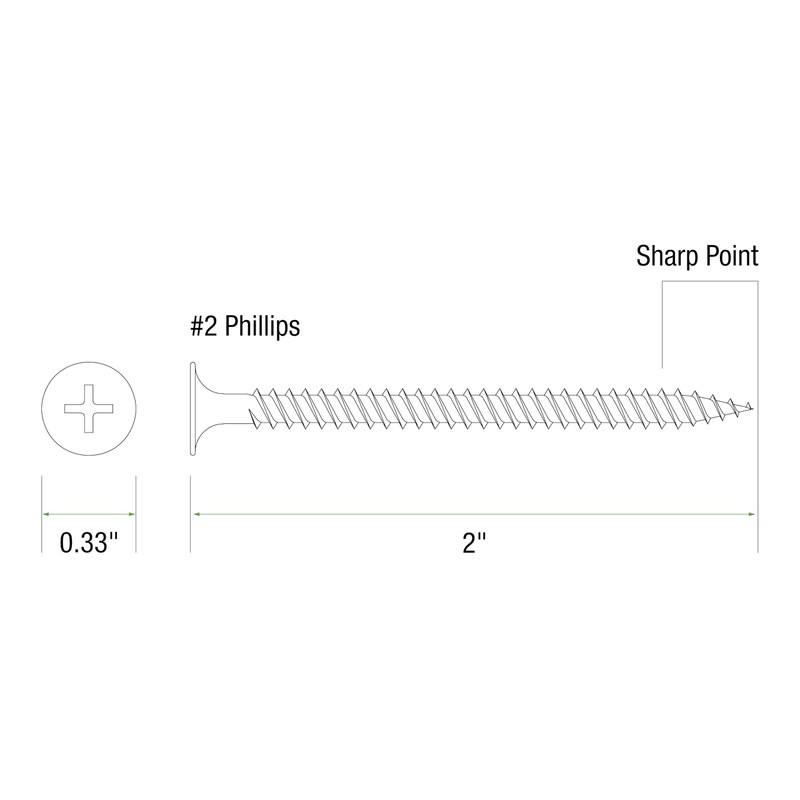 Grip-Rite 2DWS1#6 X 2" Phillips Bugle Head Fine Thread Sharp