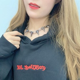 Spike Necklace Spike Choker Rivet Goth Necklaces Chokers with Spikes and Chain Streetwear Vintage Punk Necklace for Women Men Black