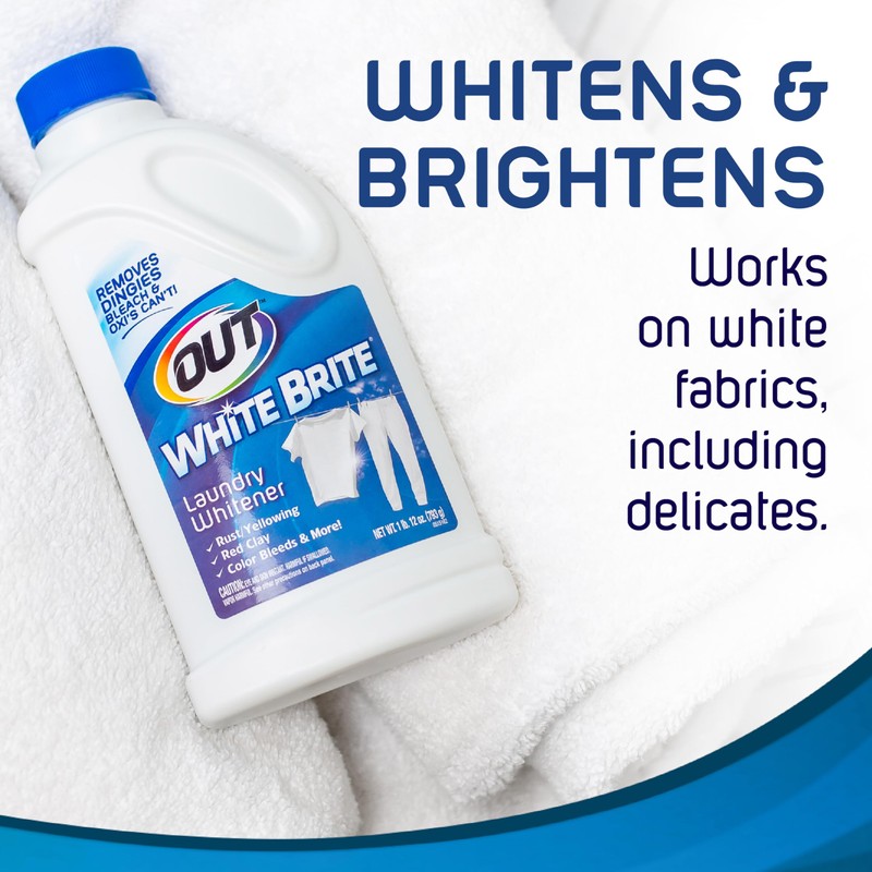 OUT White Brite Laundry Whitener Powder, Stain Remover Detergent Booster
