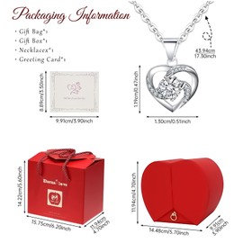 Admygo Red Rose Heart Pendant Necklace Gift Box，Elegant Lady's Red Gift Set, Rose Necklace, Valentine's Day Gift, The Gift For Mom, Grandma, Girlfriend, and Wife