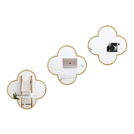 DECANIT Gold Mirrors for Wall Decoration Clover Mirrors for Living Room Decor & Home Decor, Pack of 3
