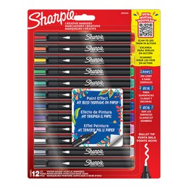 Sharpie Marcadores Creativos, Marcadores Acrílicos a Base de Agua, Punta de Bala, Colores Surtidos, 12 Piezas